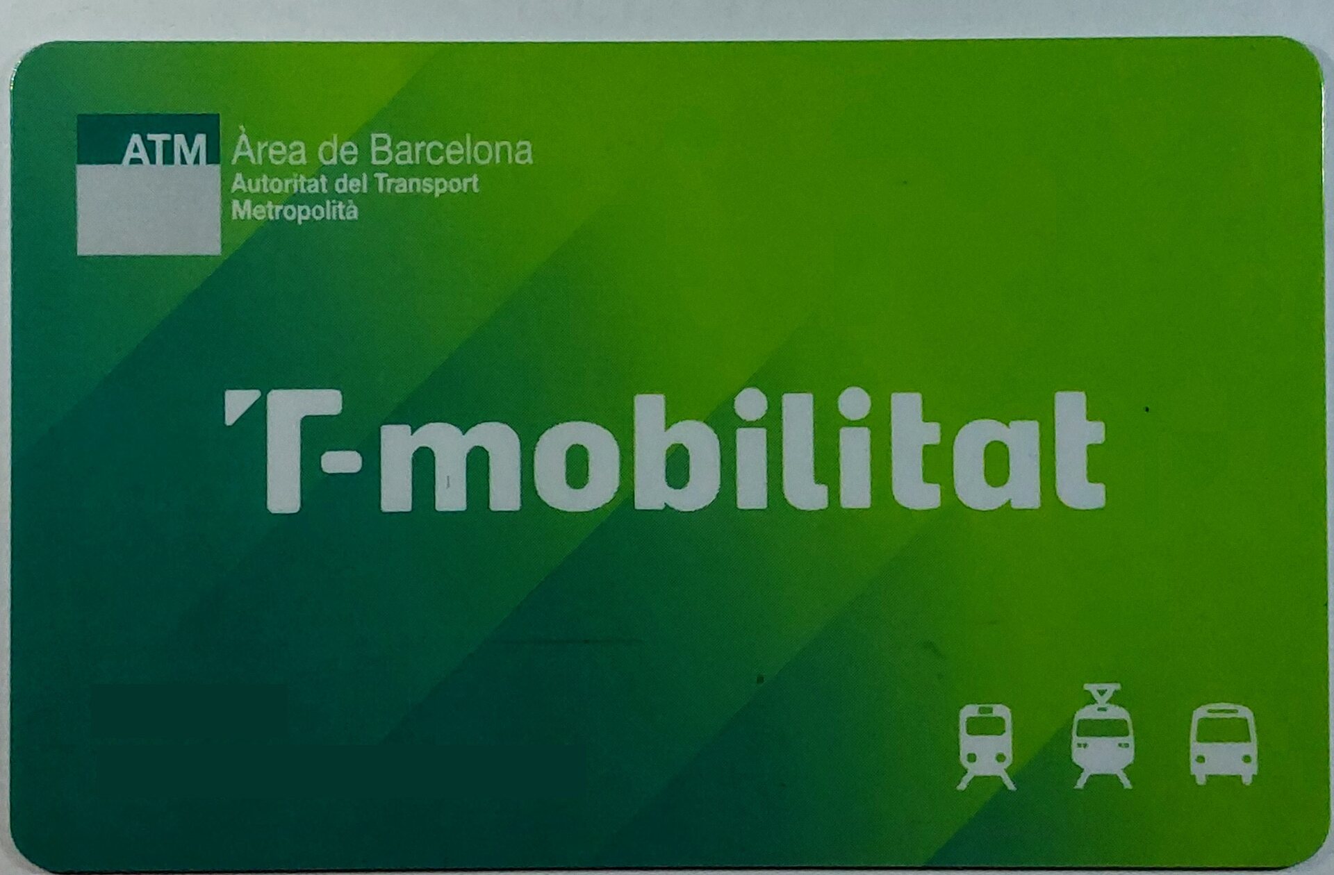 Tarjeta T-mobilitat personalizada de la ATM, el soporte de plástico del metro de Barcelona